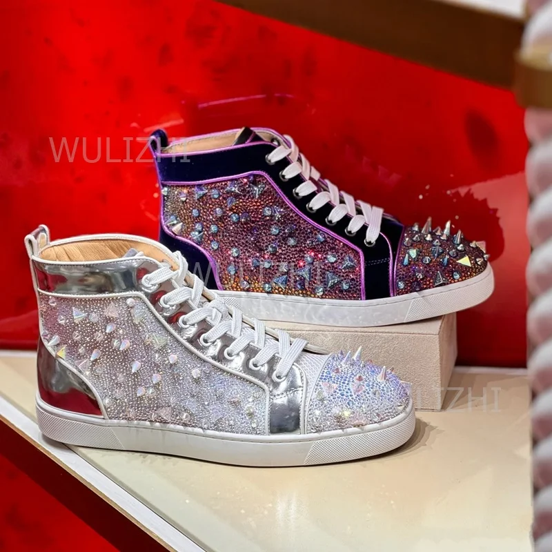 Table Tennis Daily - Dark Purple Crystal Rivet Men Sneakers